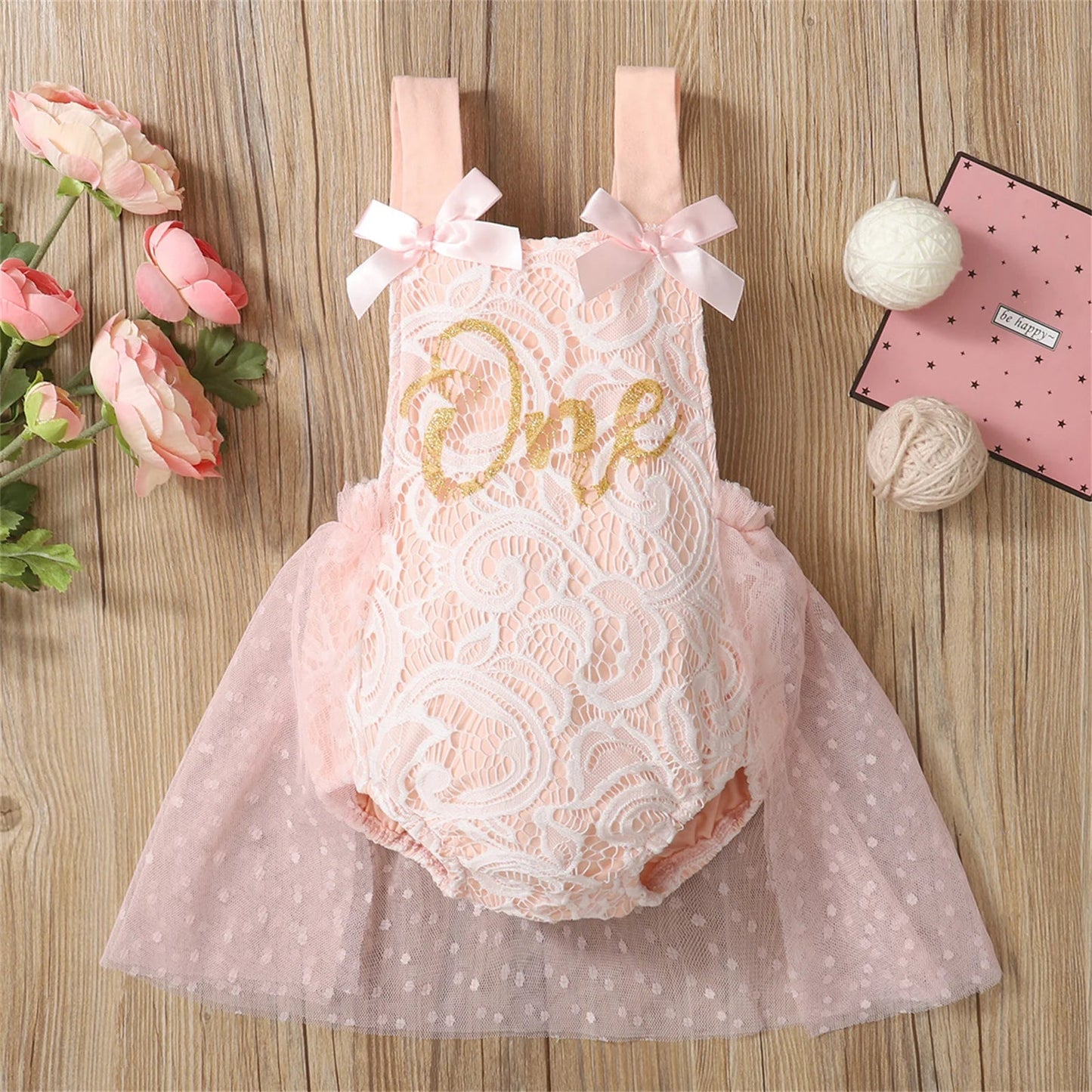 KMK - Floral Lace Birthday Romper