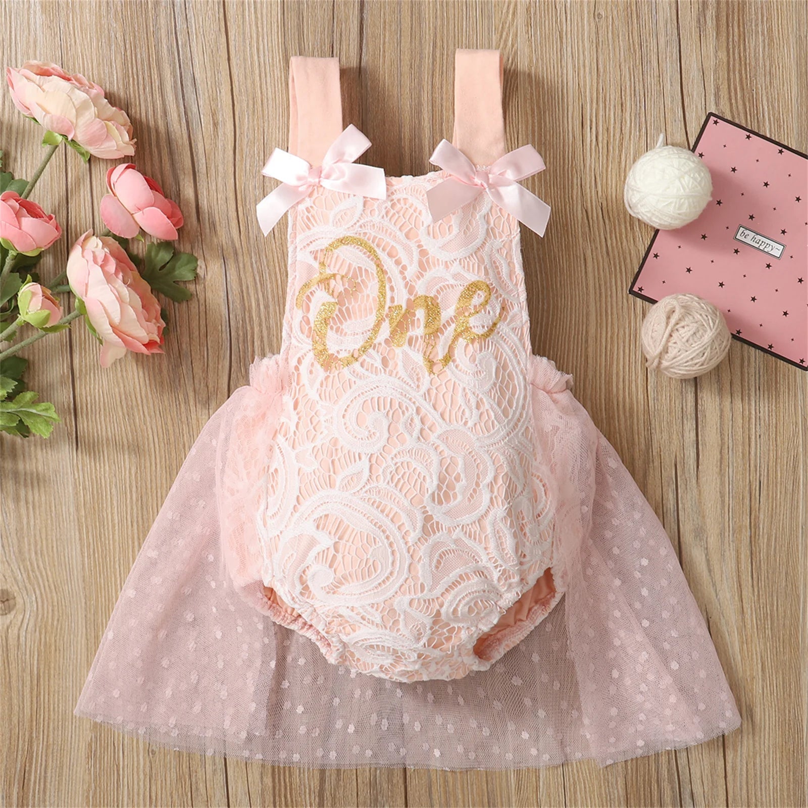 KMK - Floral Lace Birthday Romper