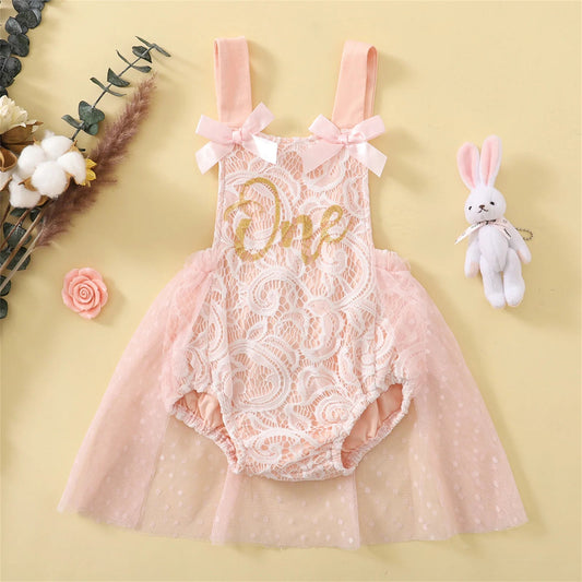 KMK - Floral Lace Birthday Romper