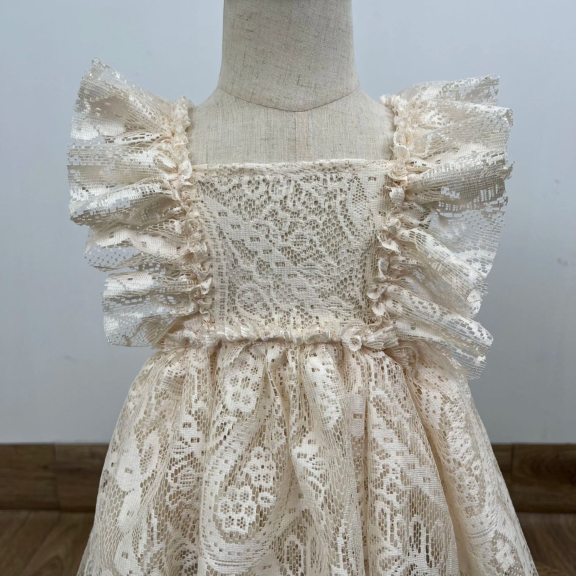 KMK - Floral Lace Ruffle Princess Dress