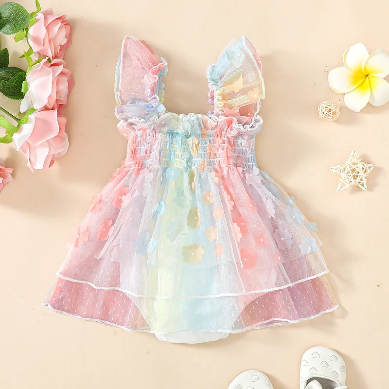 KMK - Floral Tulle Romper Dress