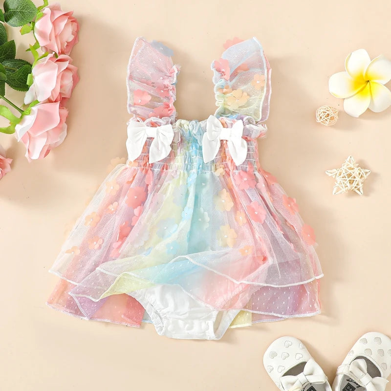 KMK - Floral Tulle Romper Dress