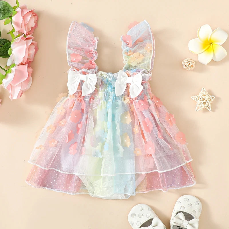 KMK - Floral Tulle Romper Dress