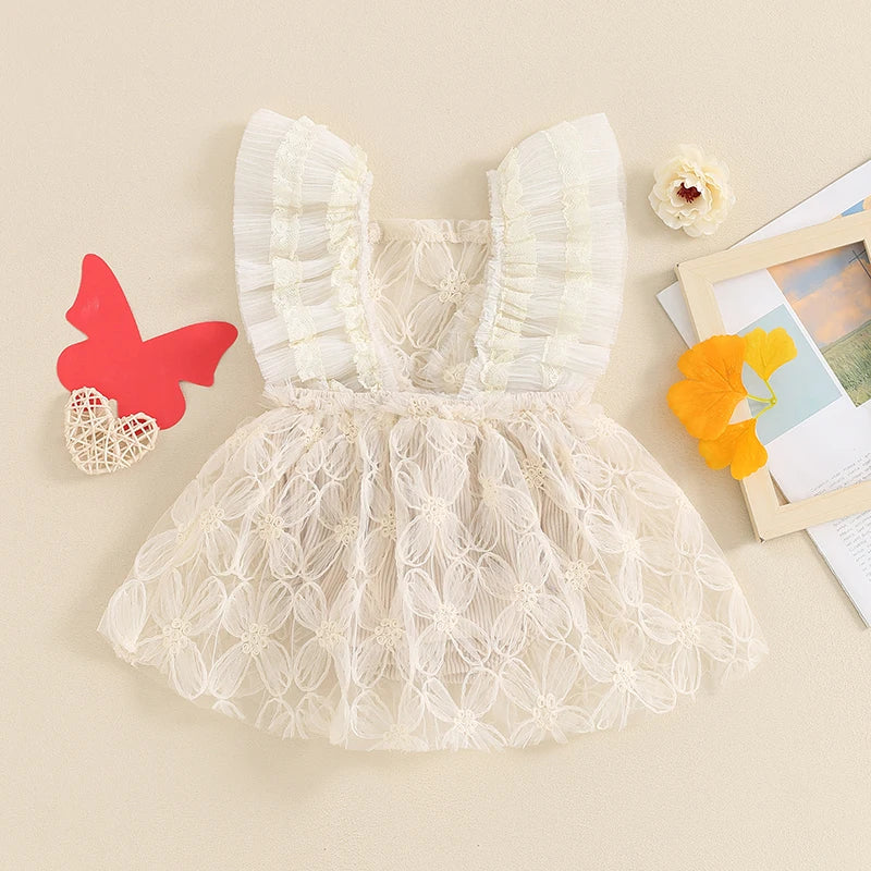 KMK - Flower Embroidery Tulle Romper