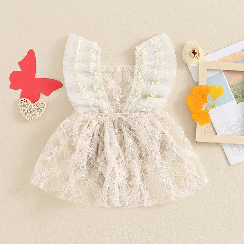 KMK - Flower Embroidery Tulle Romper