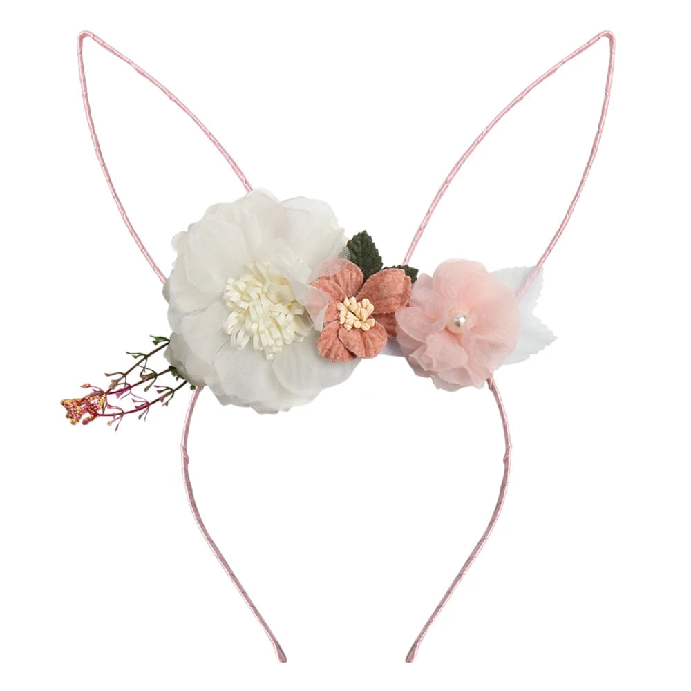 KMK - Flower Rabbit Ears Bunny Headband