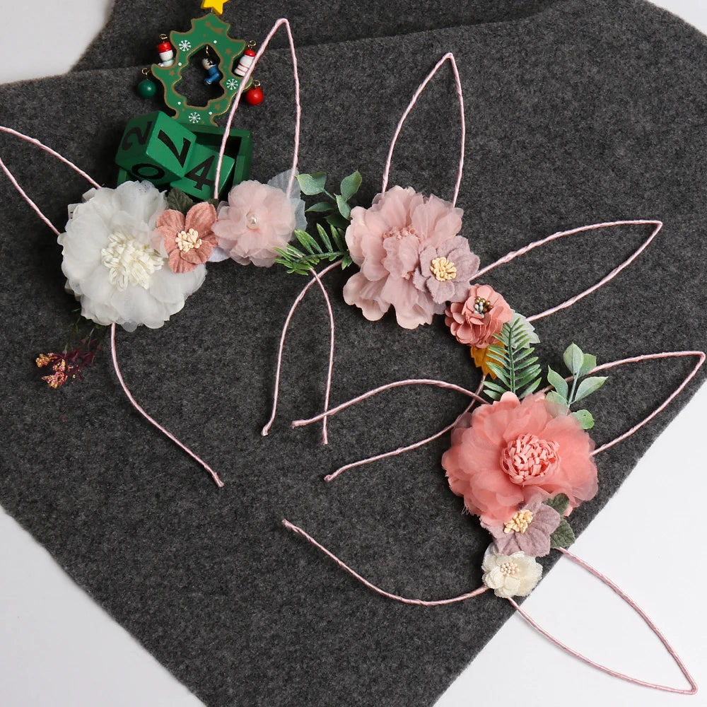 KMK - Flower Rabbit Ears Bunny Headband