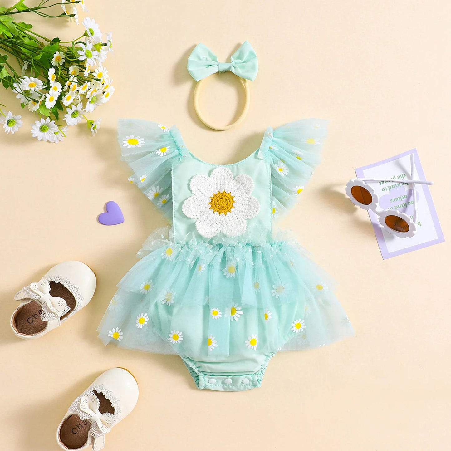 KMK - Flower Tutu Romper + Headband