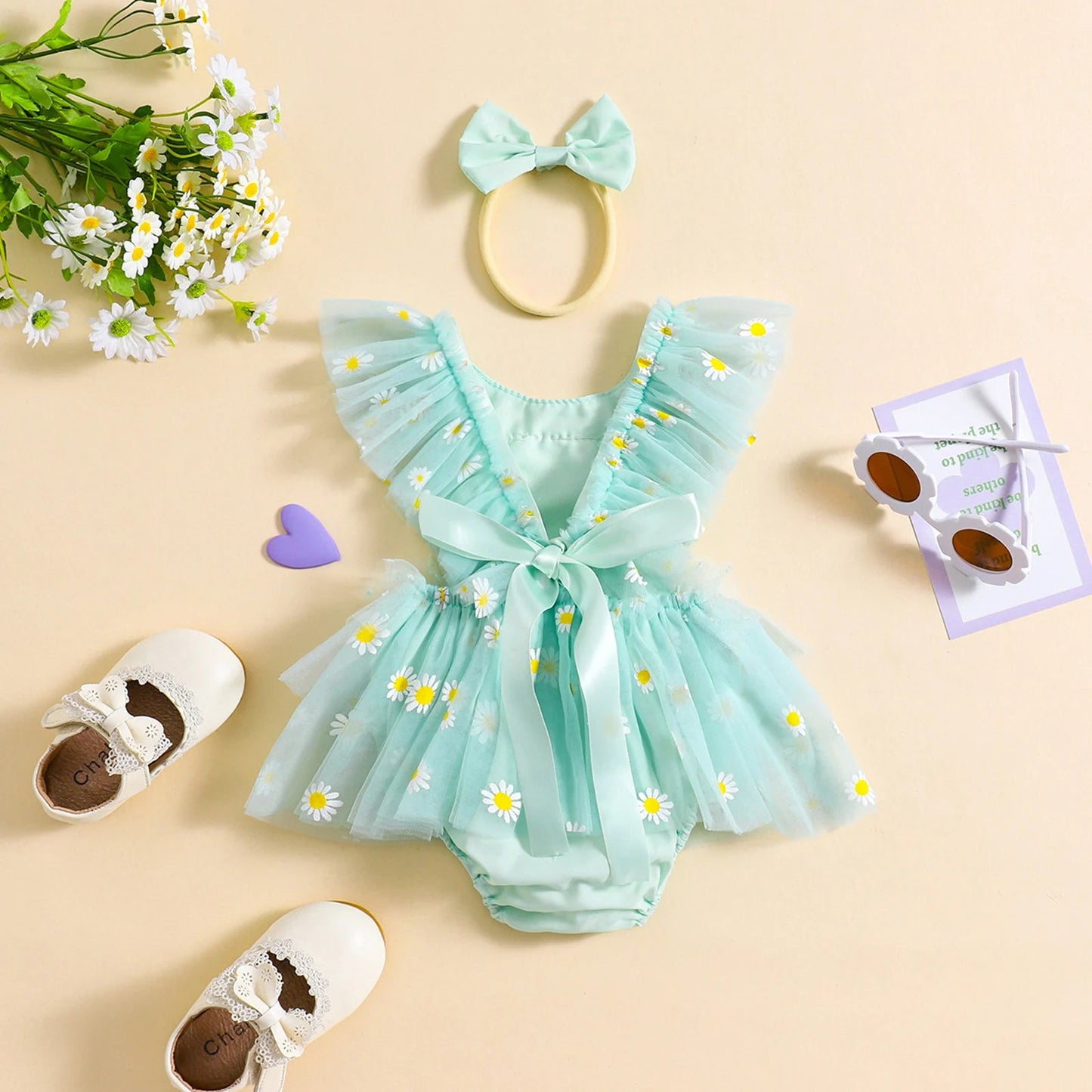 KMK - Flower Tutu Romper + Headband