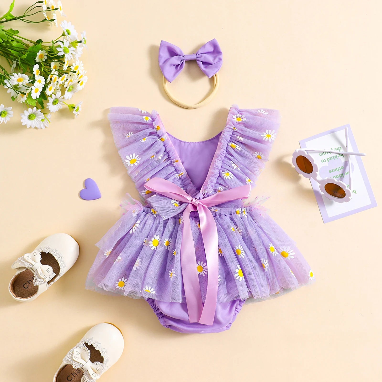 KMK - Flower Tutu Romper + Headband