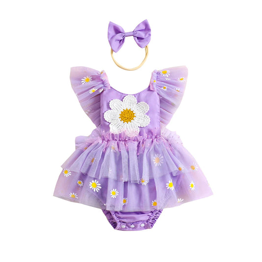 KMK - Flower Tutu Romper + Headband