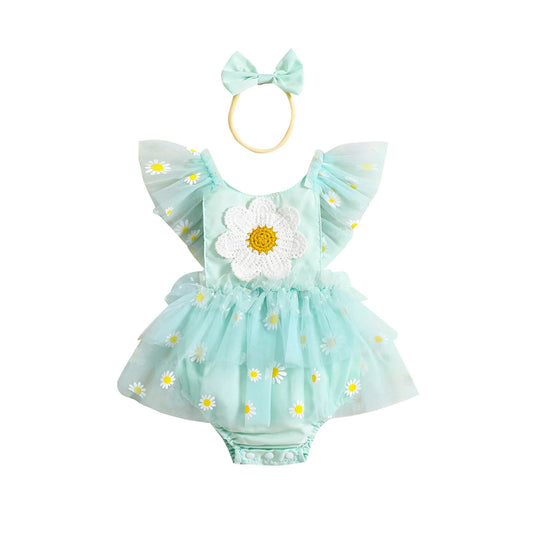 KMK - Flower Tutu Romper + Headband