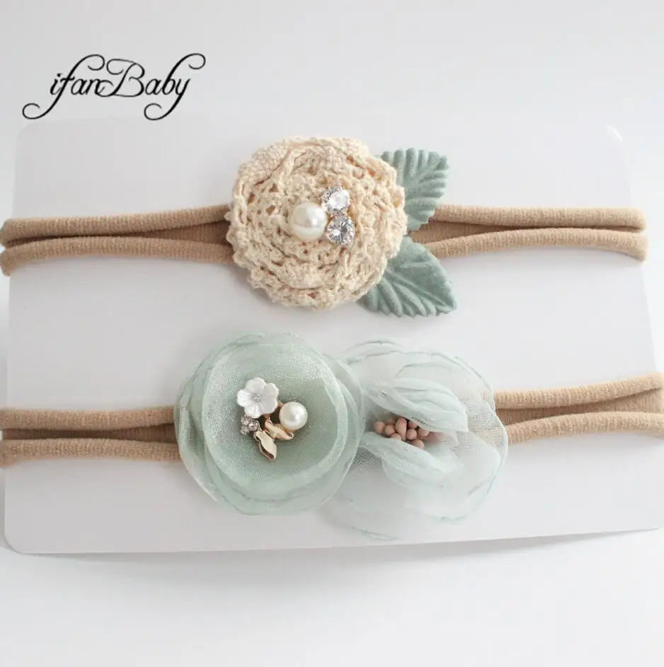 KMK - Flower and Rhinestone Headband 2pk