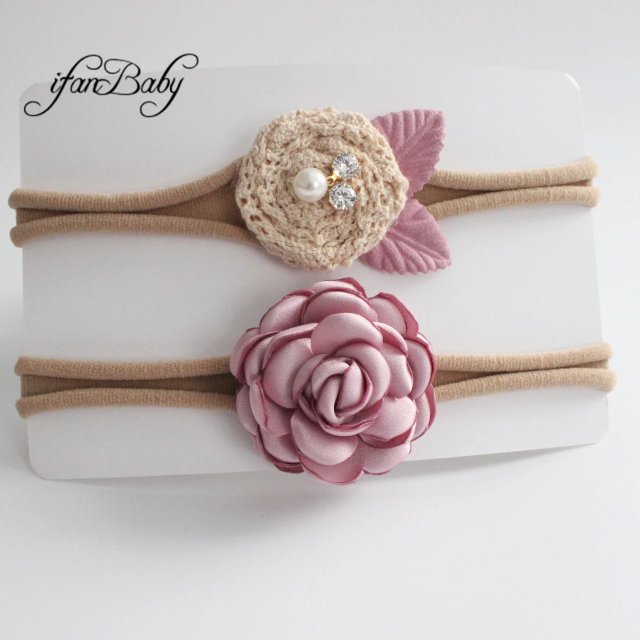 KMK - Flower and Rhinestone Headband 2pk