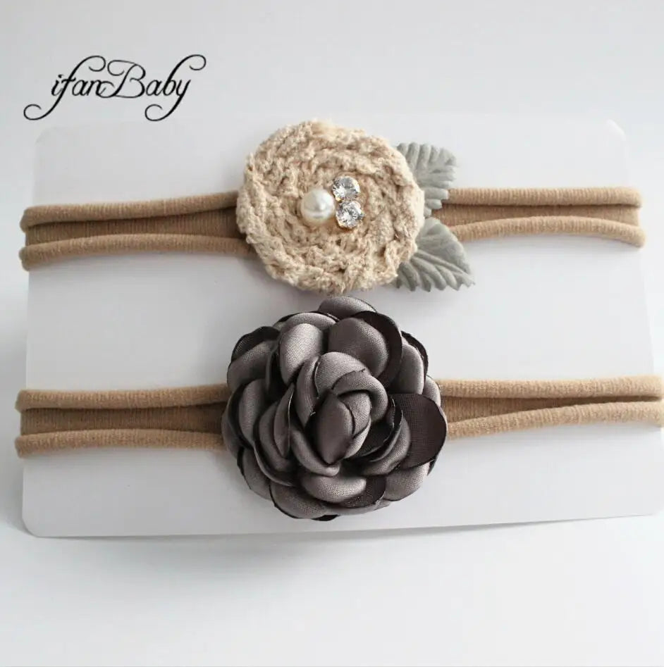 KMK - Flower and Rhinestone Headband 2pk