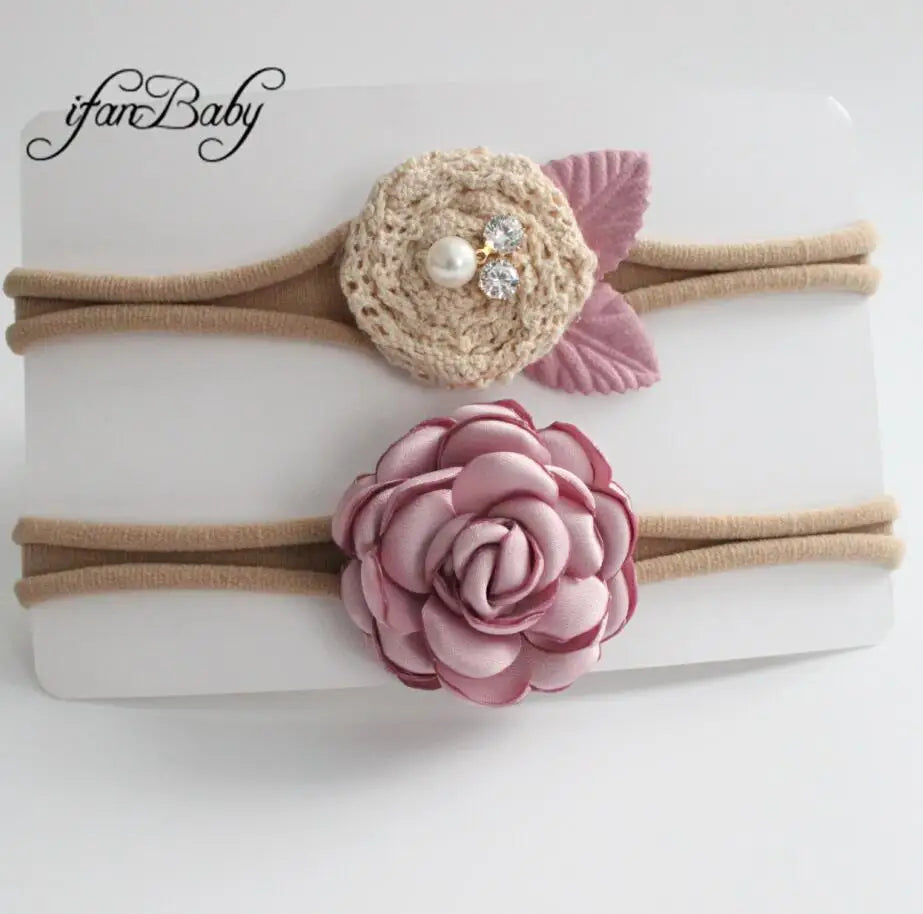 KMK - Flower and Rhinestone Headband 2pk