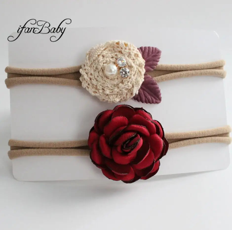 KMK - Flower and Rhinestone Headband 2pk