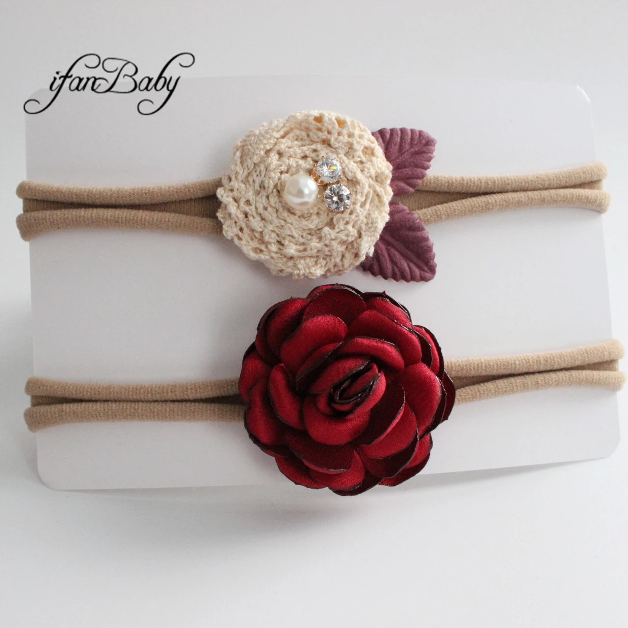 KMK - Flower and Rhinestone Headband 2pk