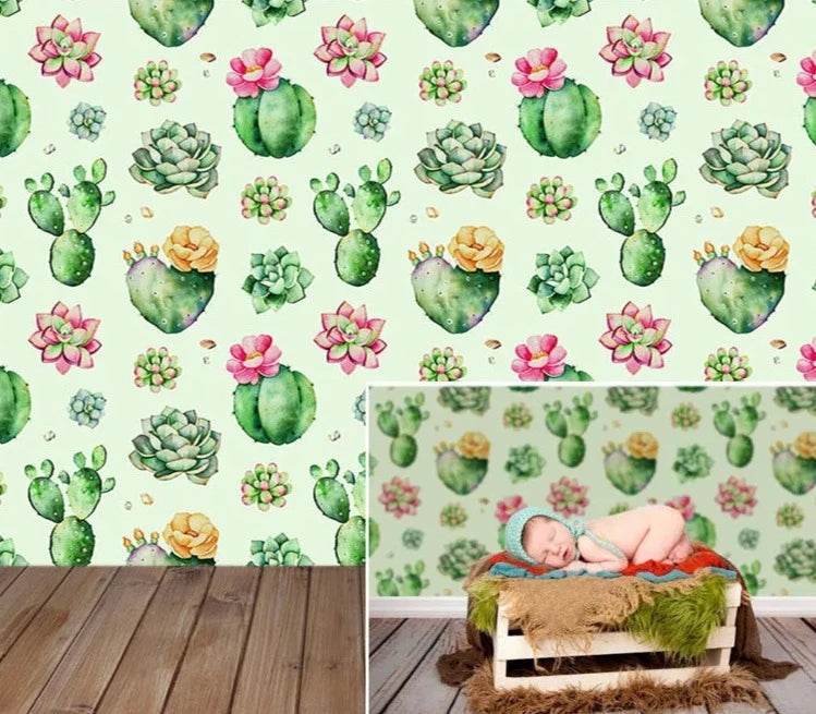 KMK - Flowering Green Cactus Backdrop