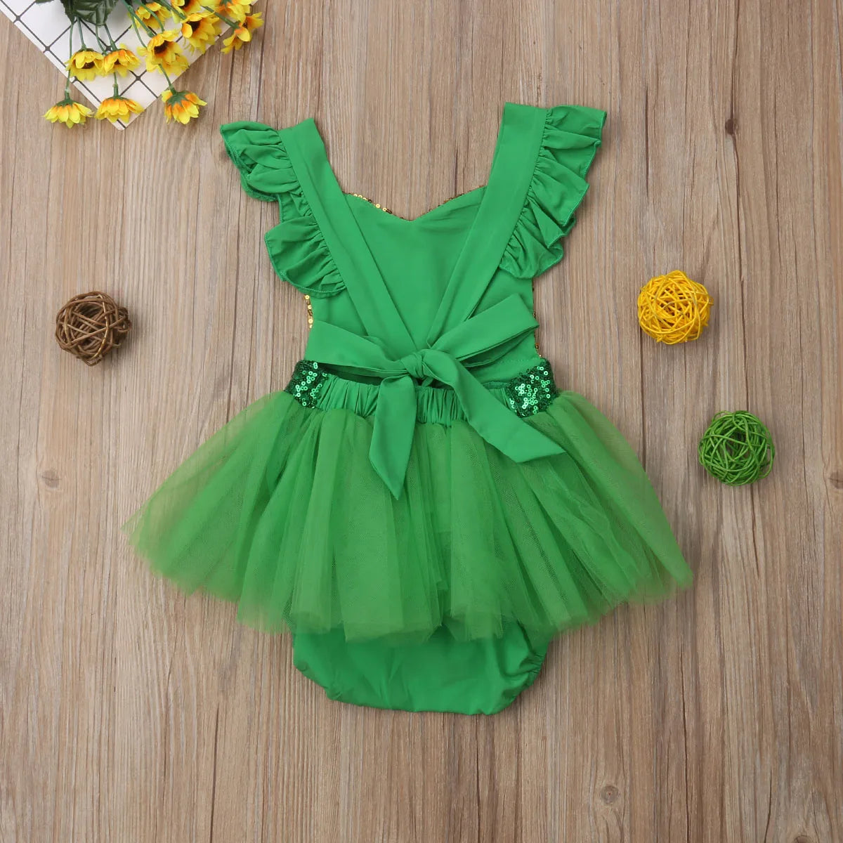 KMK - Four Leaf Clover Print Lace TutuRomper Dress