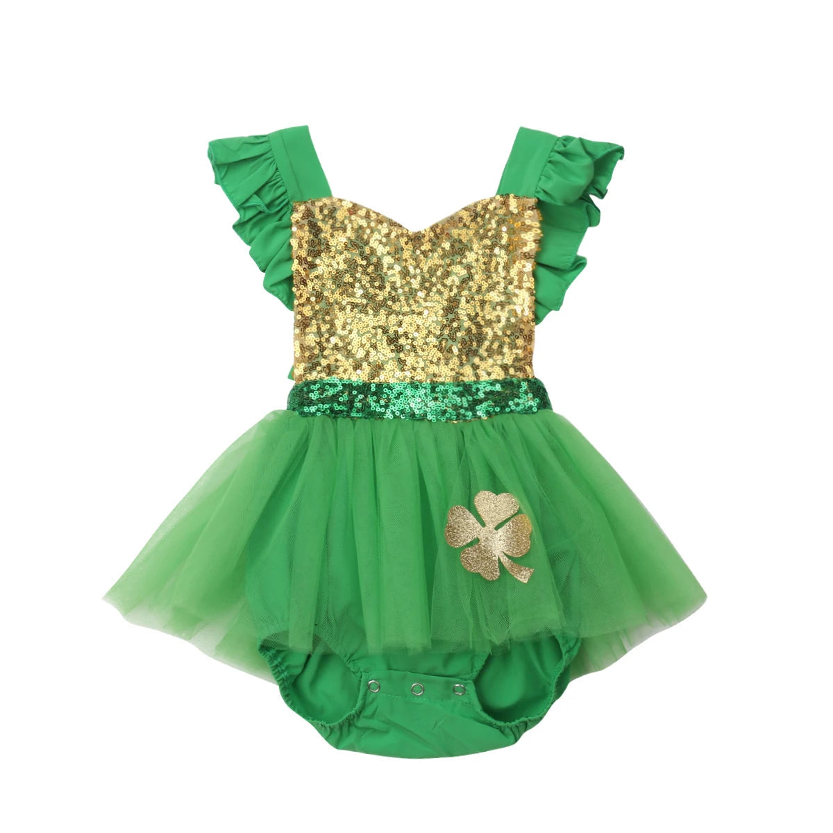 KMK - Four Leaf Clover Print Lace TutuRomper Dress