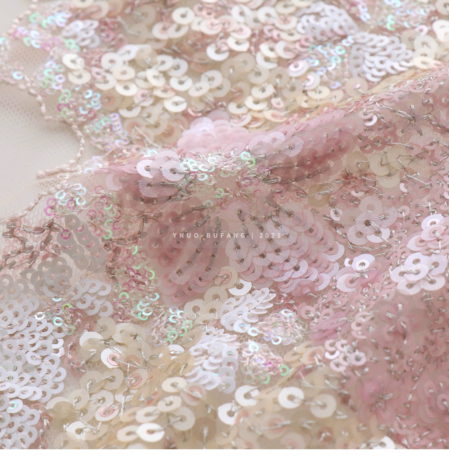 KMK - Full Bead Embroidery Mesh Fabric