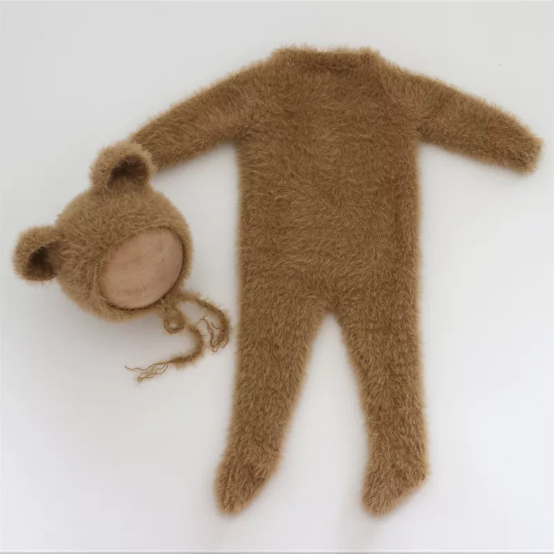 KMK - Furry Bear Knitted Romper Set