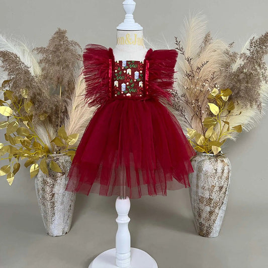 KMK - Gauze Christmas Red Tutu Dress