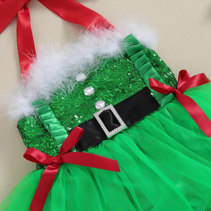 KMK - Girls Christmas Romper Dress