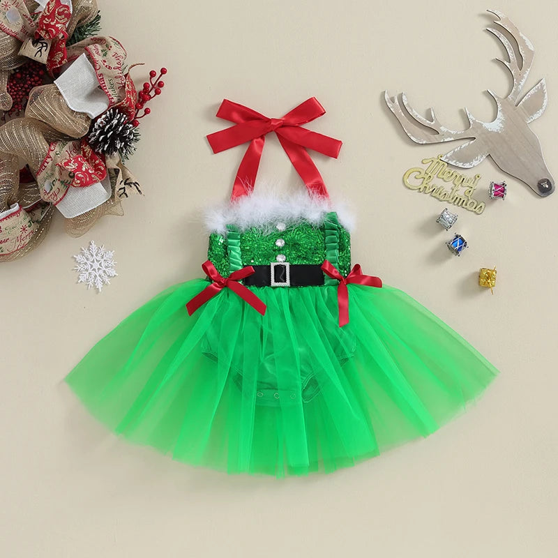 KMK - Girls Christmas Romper Dress