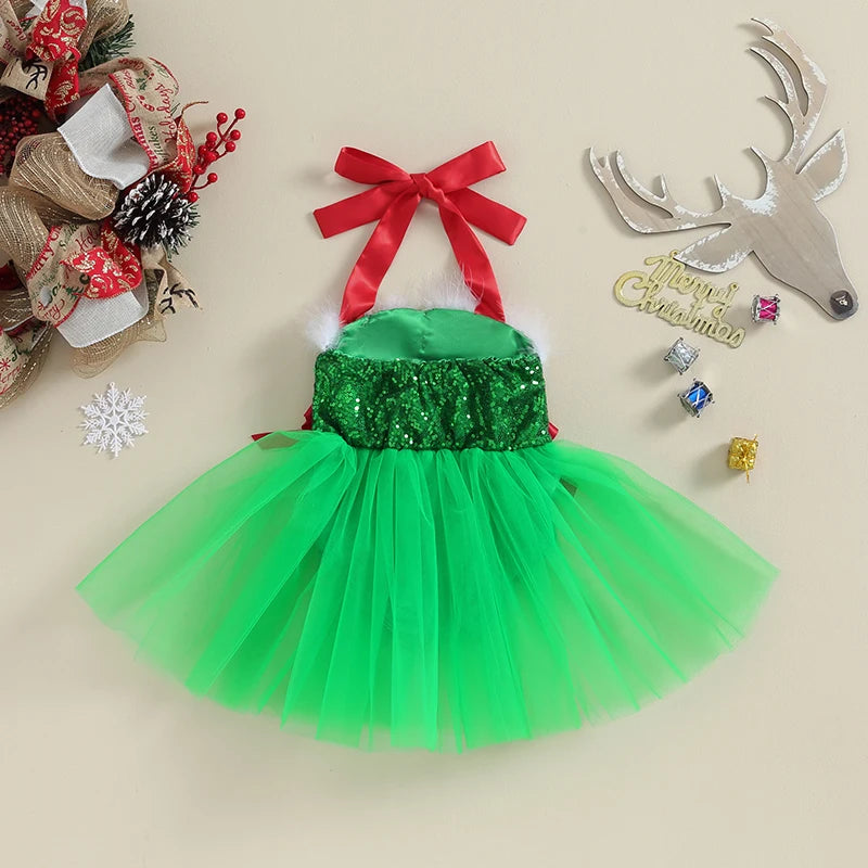 KMK - Girls Christmas Romper Dress