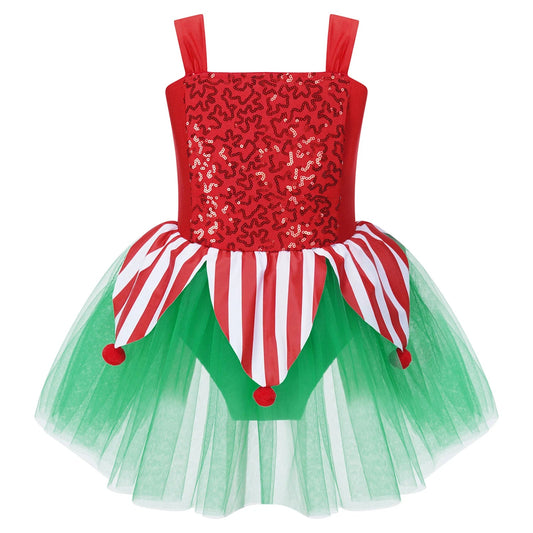 KMK - Girls Christmas Sequin Tutu Dress