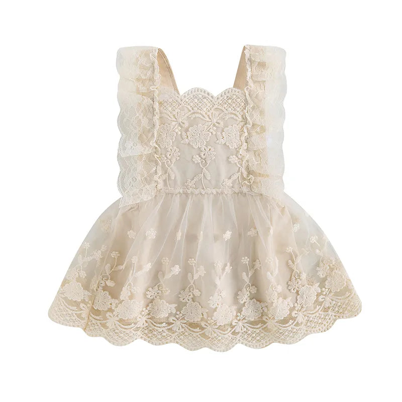 KMK - Girls Floral Lace Embroidered Dress