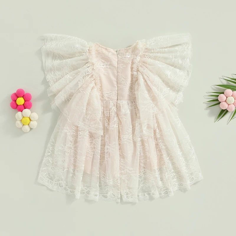 KMK - Girls Flower Lace Embroidery Dress