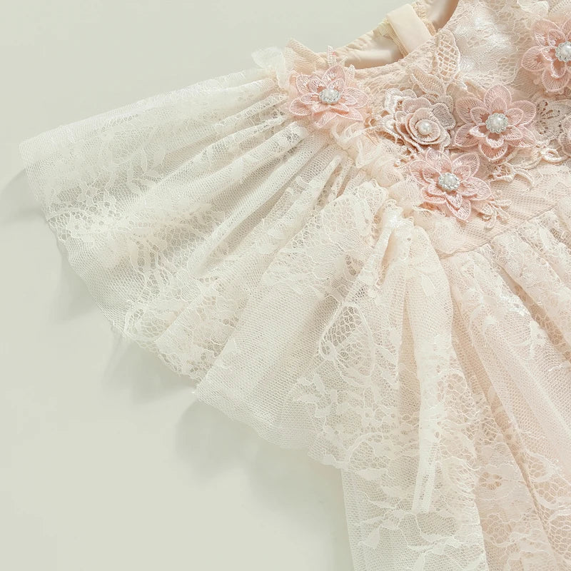 KMK - Girls Flower Lace Embroidery Dress