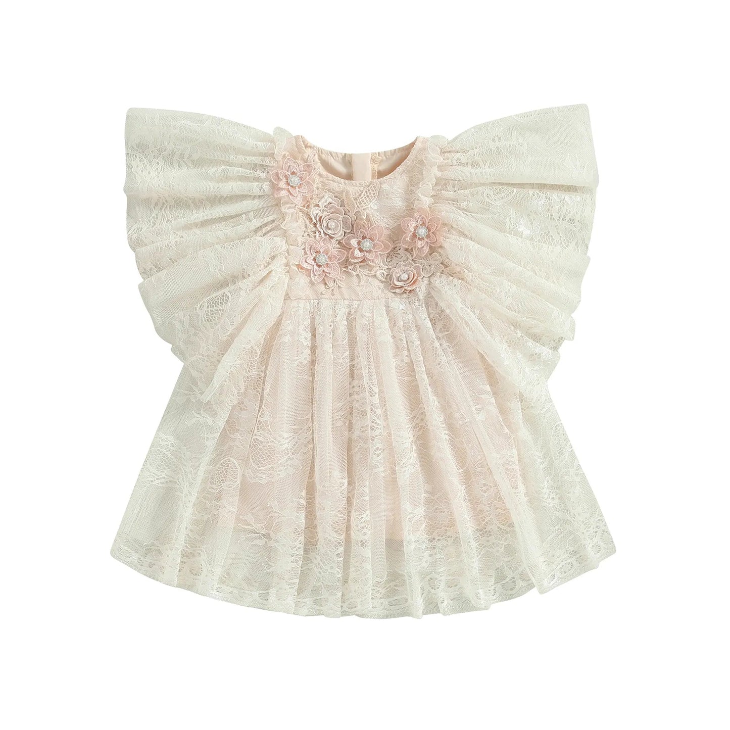 KMK - Girls Flower Lace Embroidery Dress