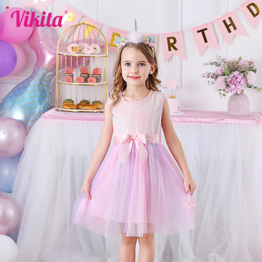 KMK - Girls Sequined Mesh Tulle Tutu Dress