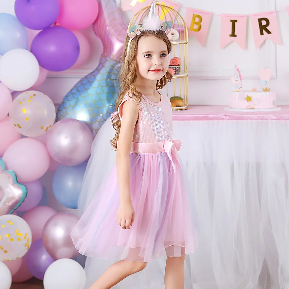 KMK - Girls Sequined Mesh Tulle Tutu Dress