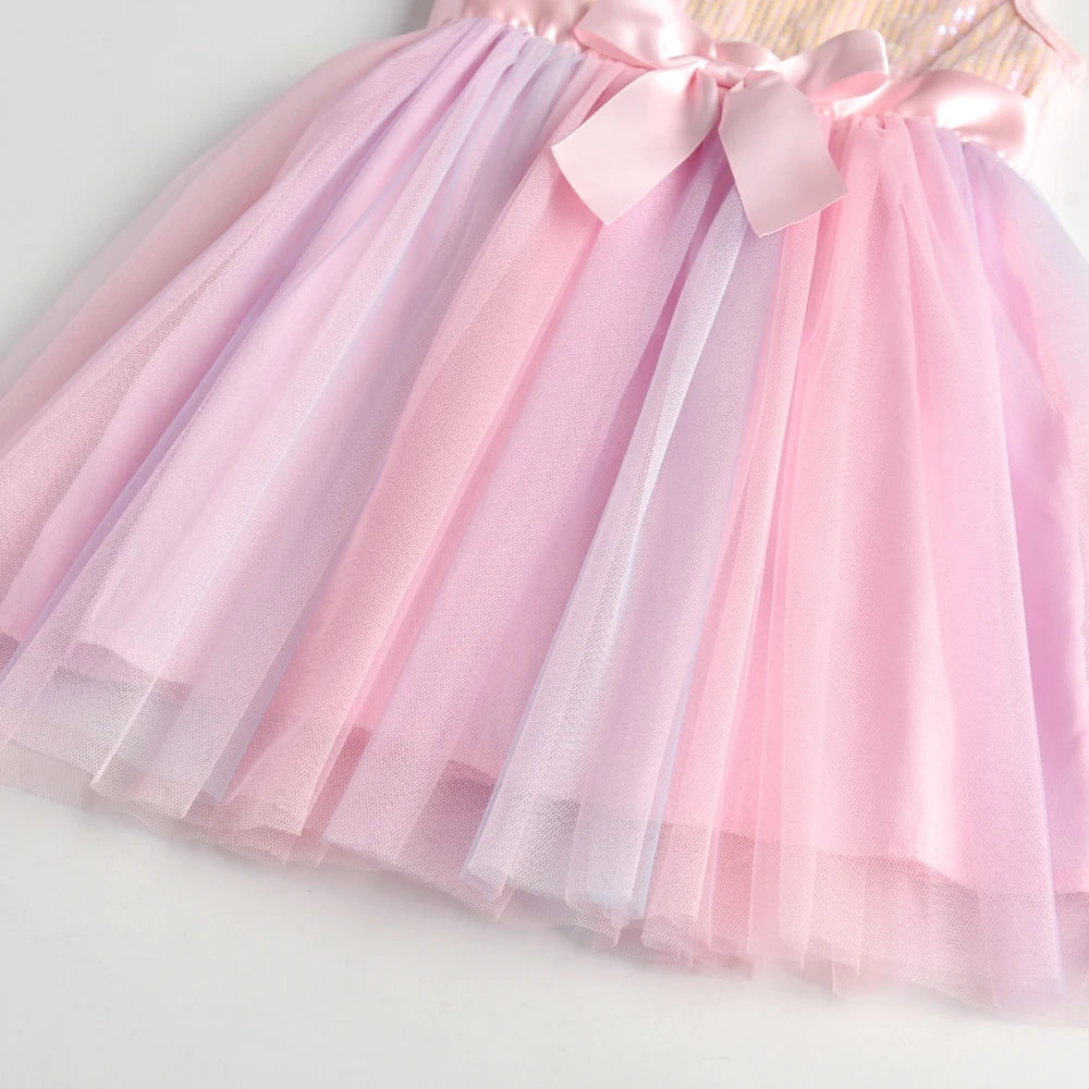 KMK - Girls Sequined Mesh Tulle Tutu Dress