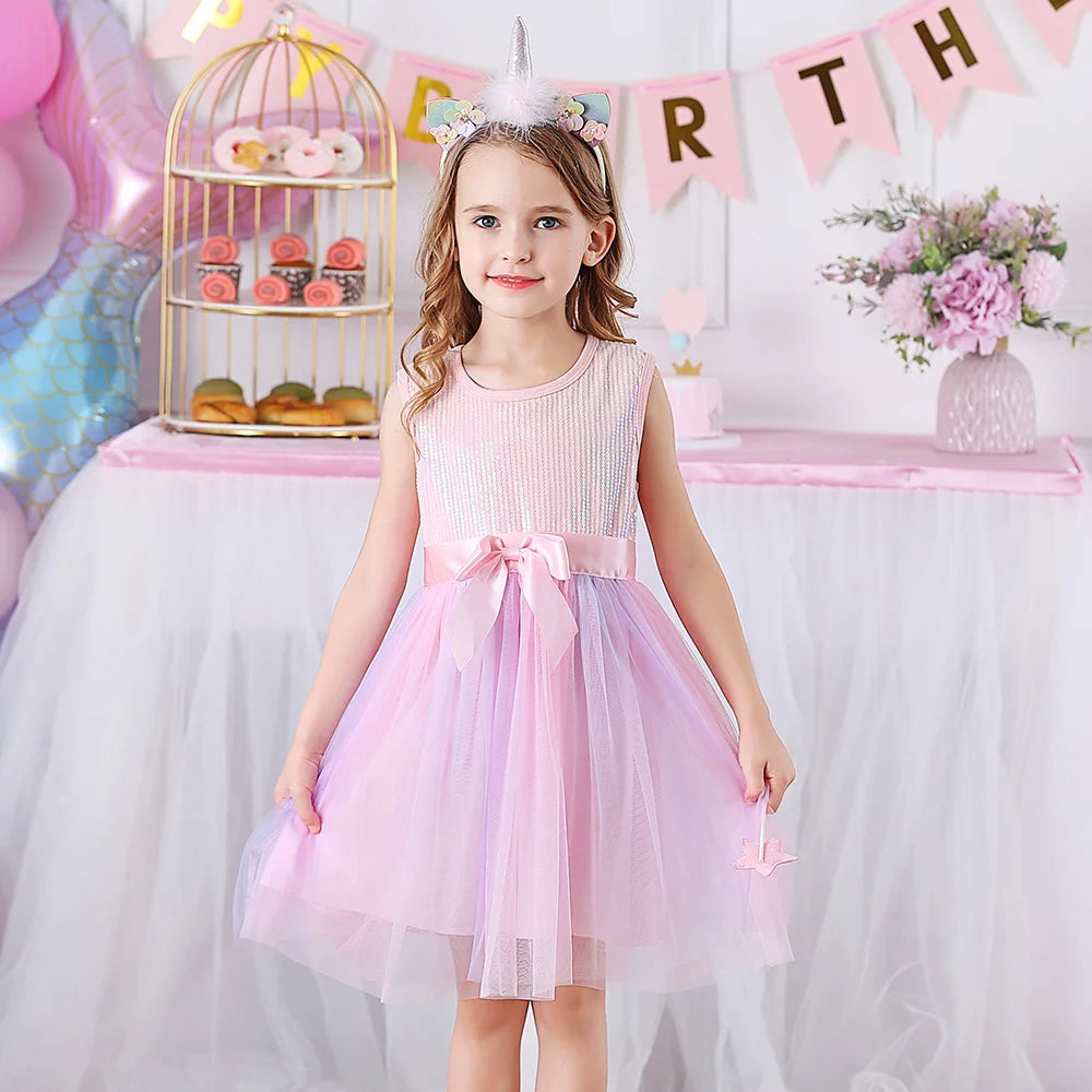 KMK - Girls Sequined Mesh Tulle Tutu Dress