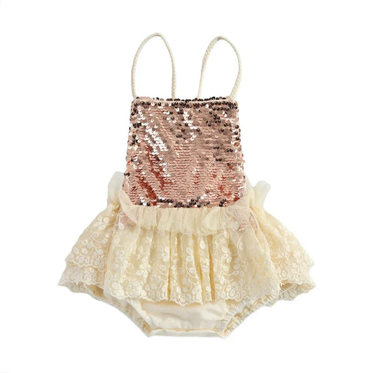 KMK - Girls Sequins Sleeveless Romper