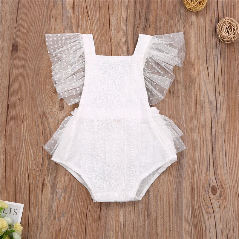 KMK - Girls tassel Lace Sleeveless romper