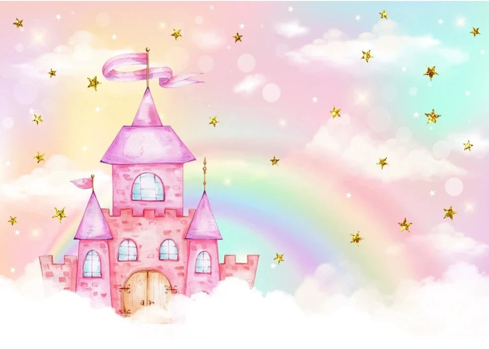 KMK- Glitter Rainbow Castle Backdrop