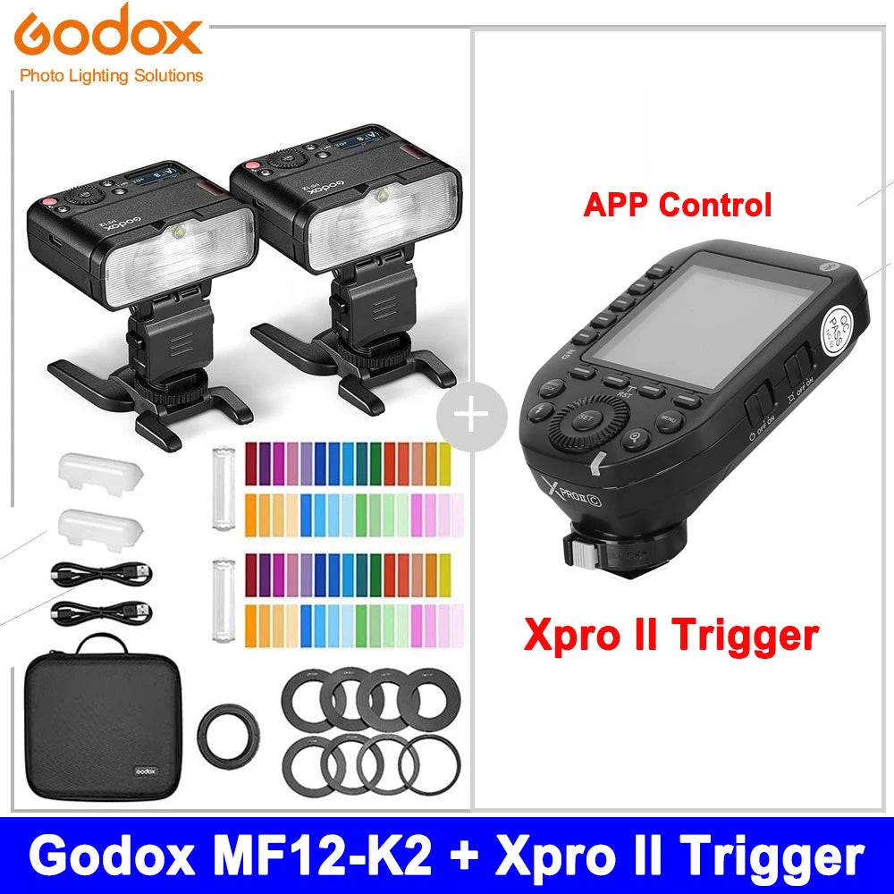 KMK - Godox MF12 K2 Macro Flash Light with Xpro II Wireless Flash Trigger