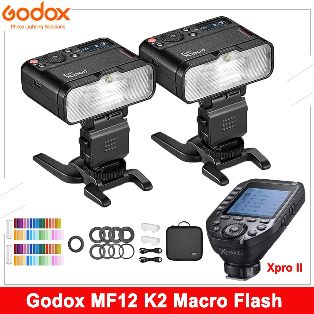 KMK - Godox MF12 K2 Macro Flash Light with Xpro II Wireless Flash Trigger