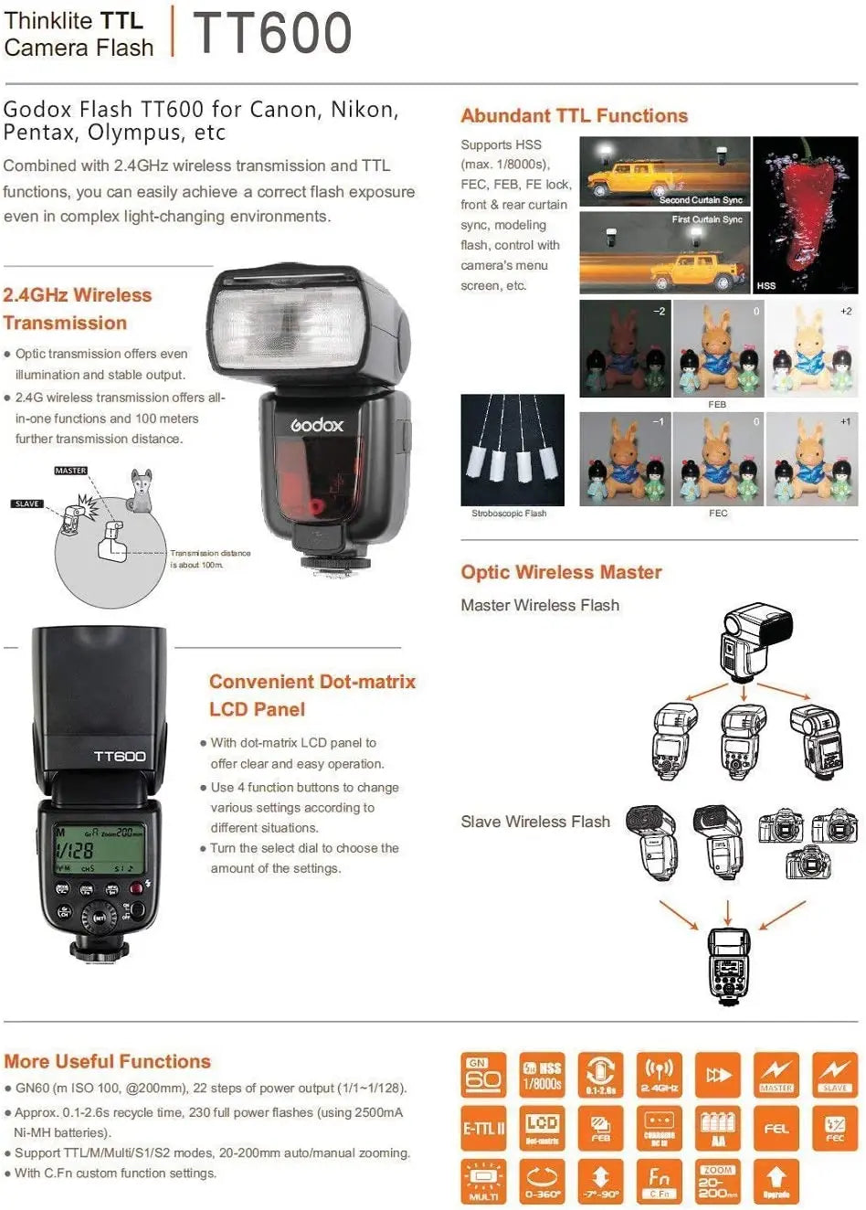 KMK - Godox TT600 2.4G Wireless Flash Speedlite