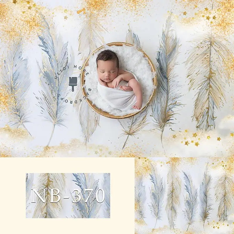 KMK - Gold Feather watercolour backdrop