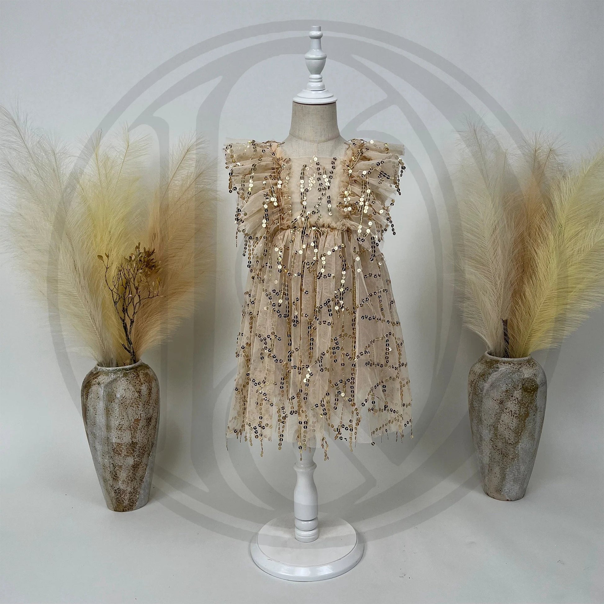 KMK - Gold Sequin Tulle Dress