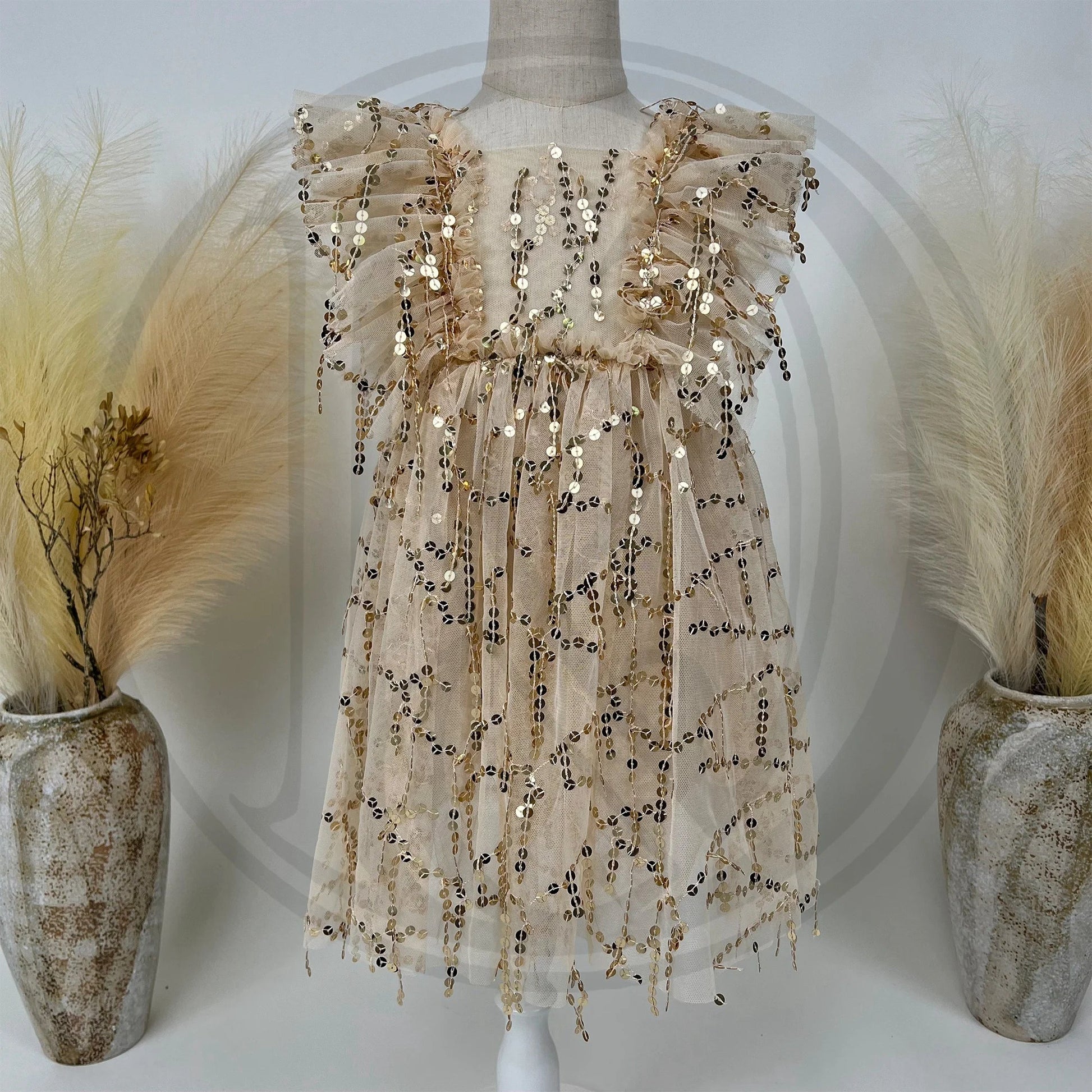 KMK - Gold Sequin Tulle Dress