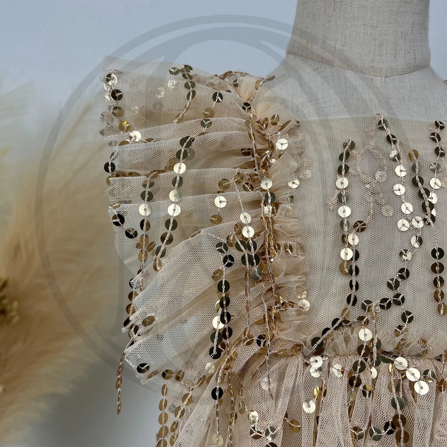 KMK - Gold Sequin Tulle Dress